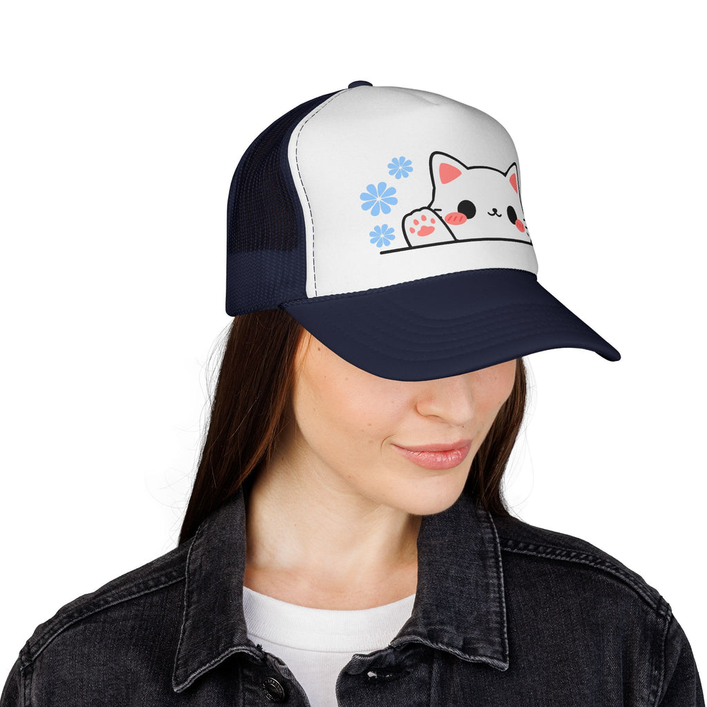 Peeking Cat Trucker Cap – Kawaii Cat Baseball Hat