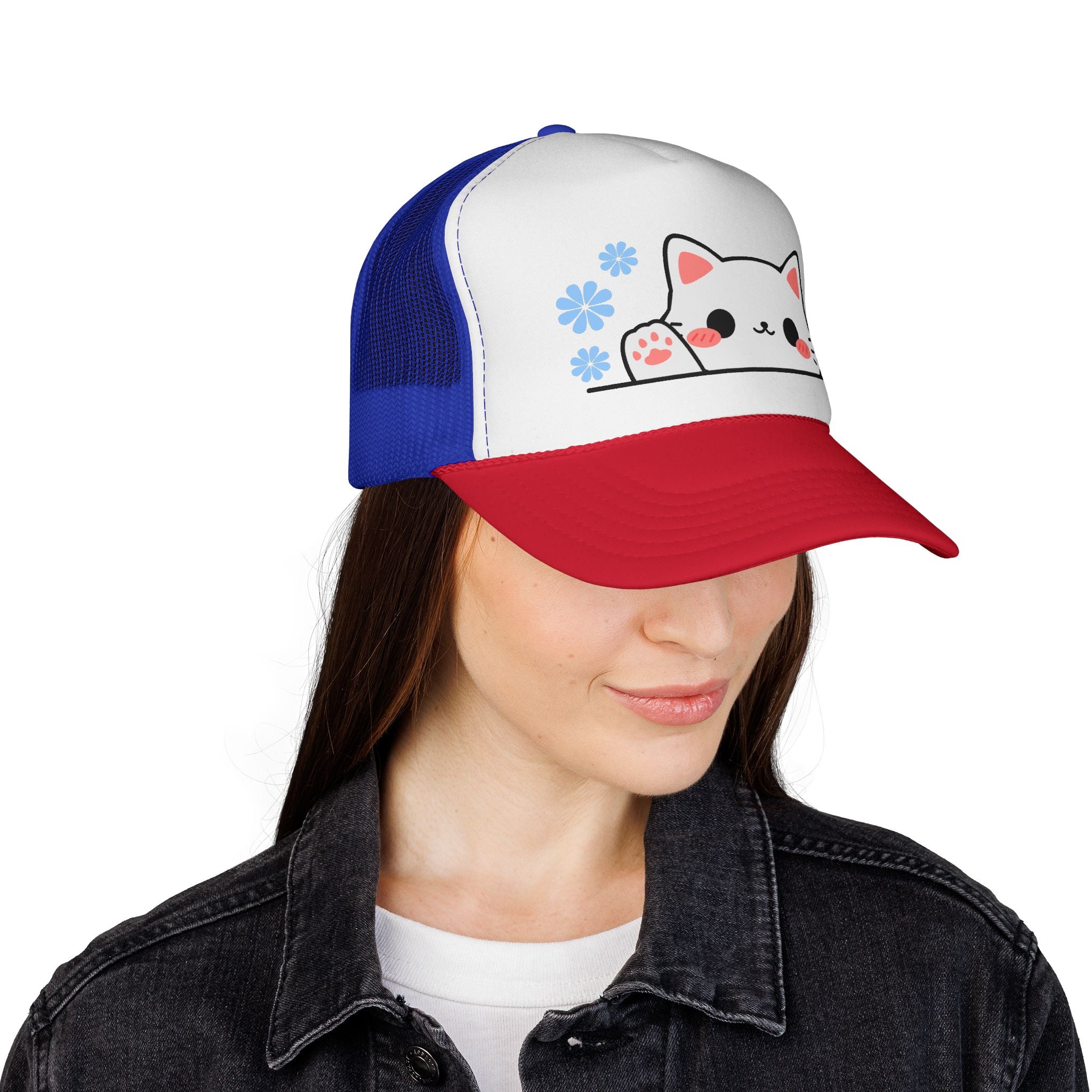 Peeking Cat Trucker Cap – Kawaii Cat Baseball Hat
