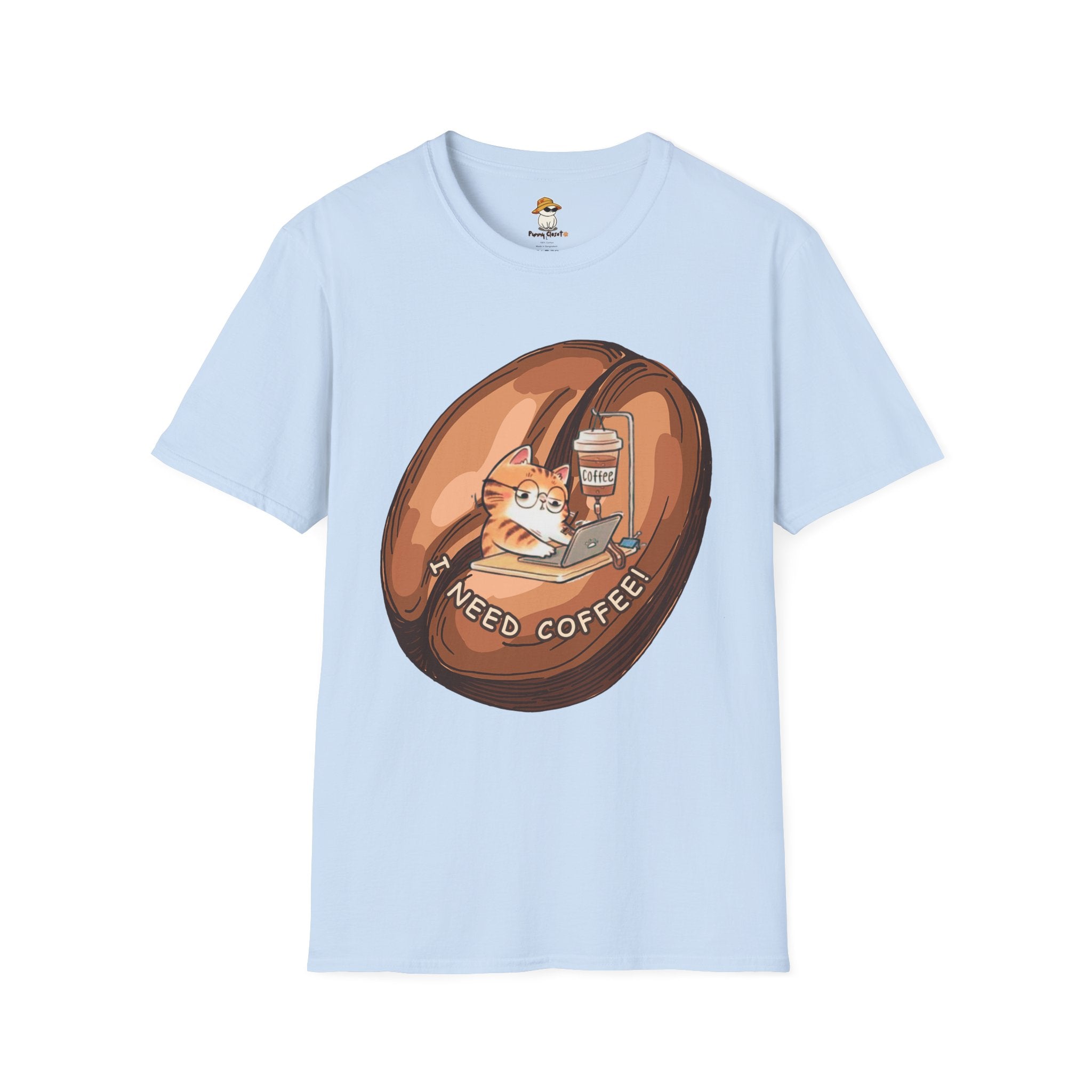 I Need Coffee Cat T-Shirt – Funny Cat Graphic Tee