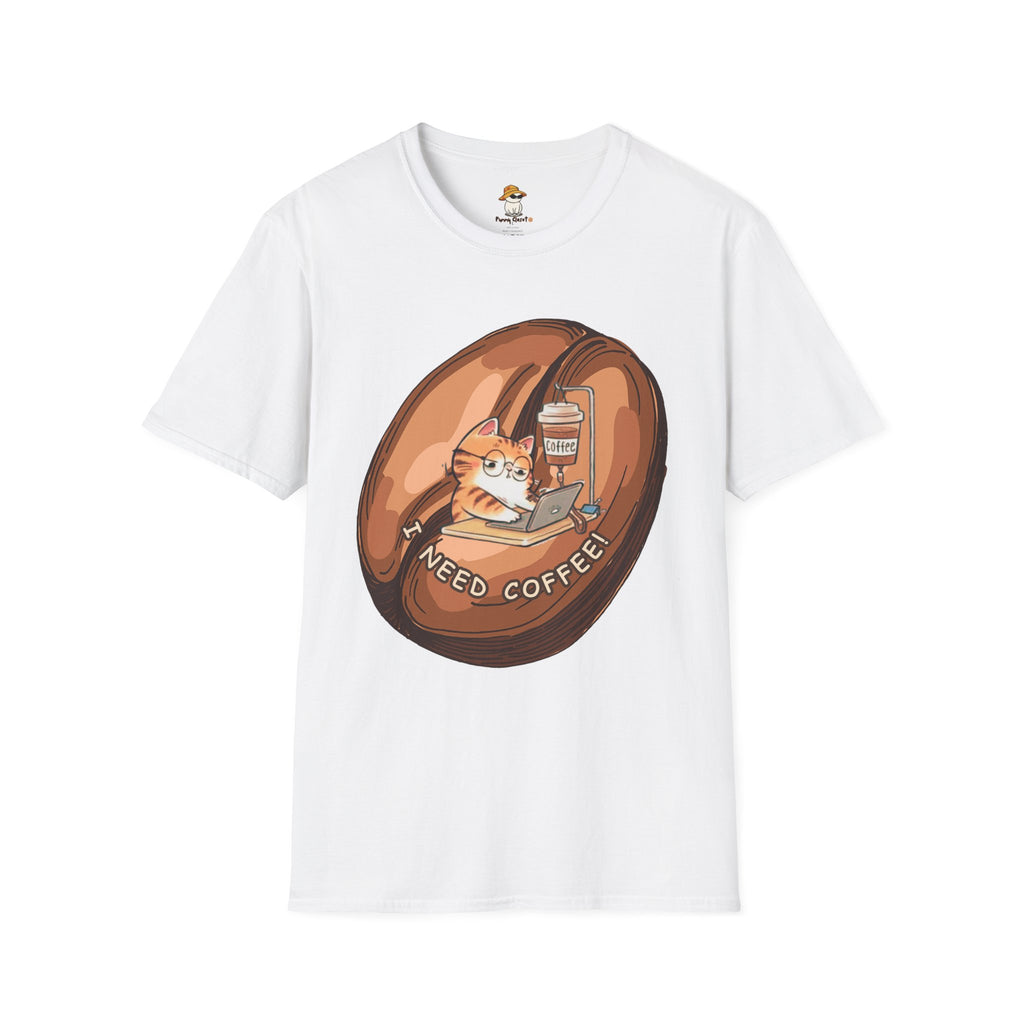 I Need Coffee Cat T-Shirt – Funny Cat Graphic Tee