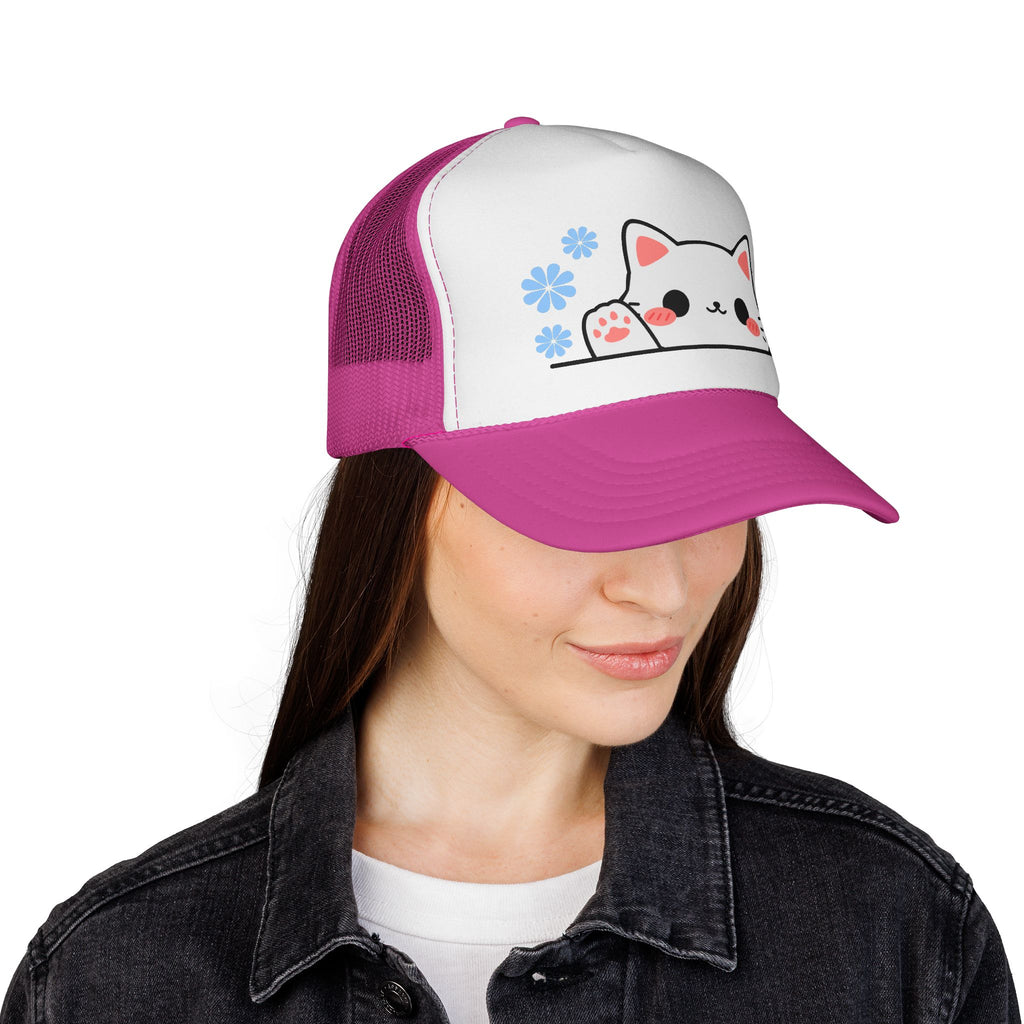 Peeking Cat Trucker Cap – Kawaii Cat Baseball Hat