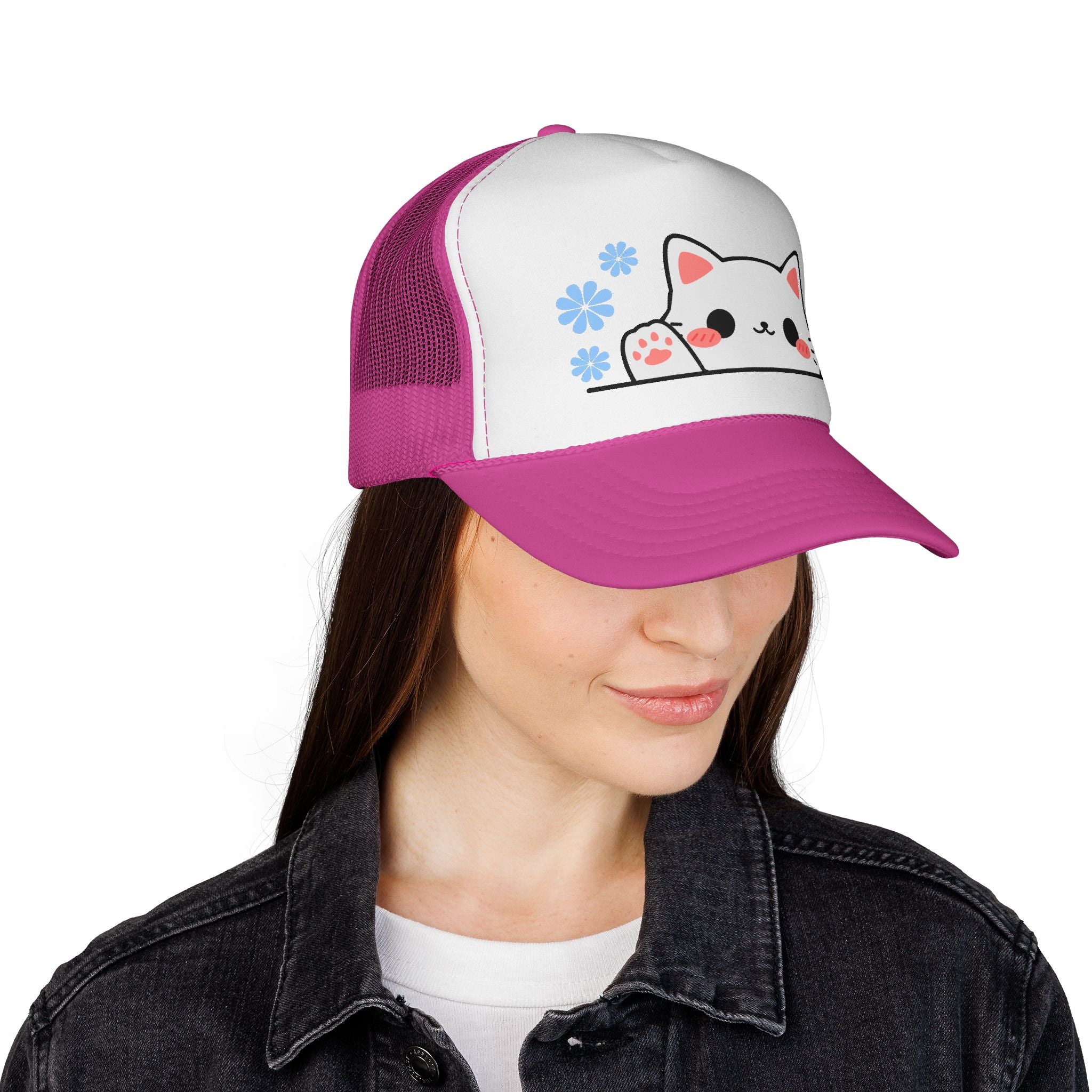 Peeking Cat Trucker Cap – Kawaii Cat Baseball Hat