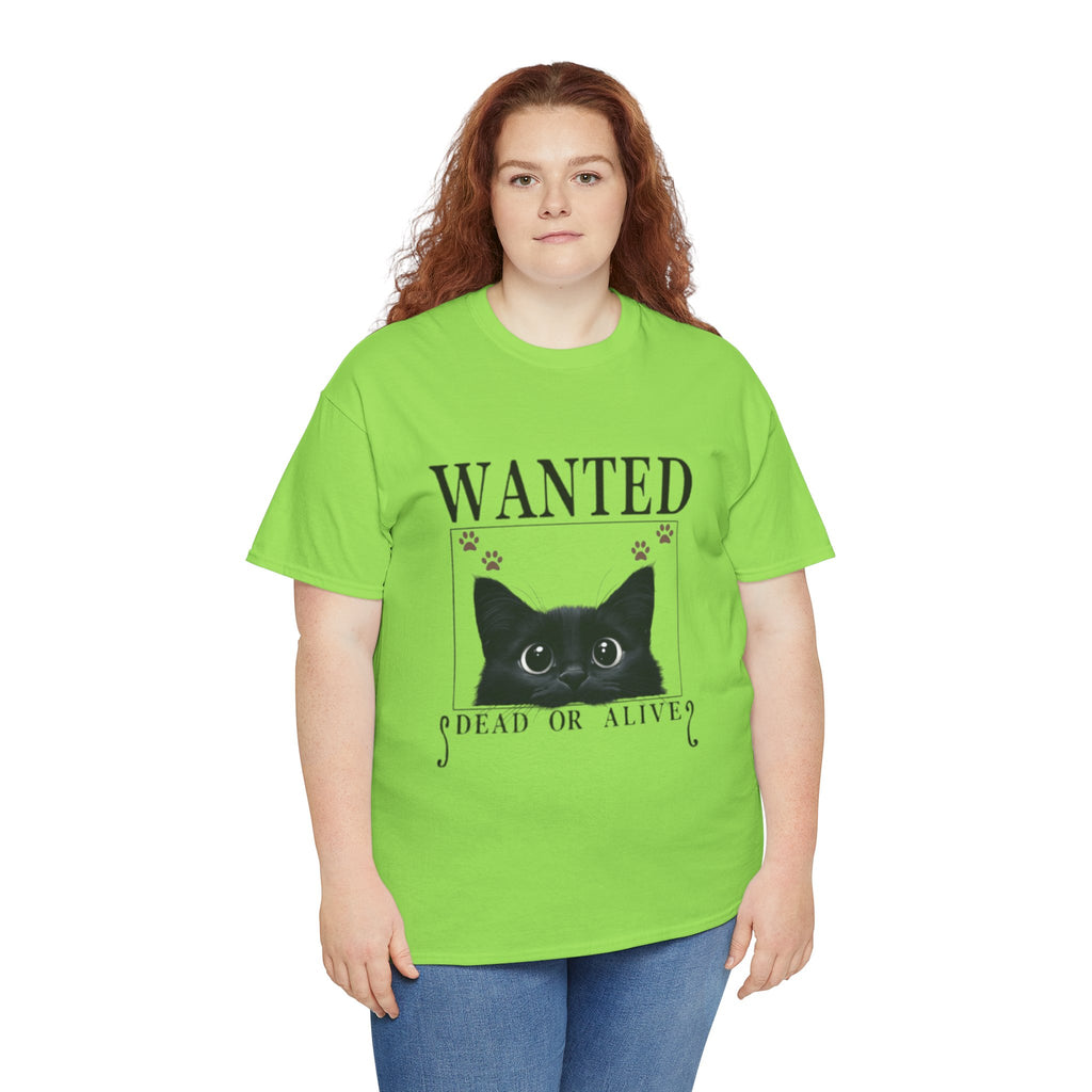 Wanted Cat Graphic Tee – Funny Black Cat T-Shirt