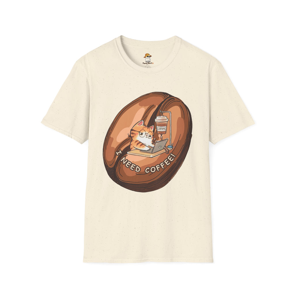 I Need Coffee Cat T-Shirt – Funny Cat Graphic Tee