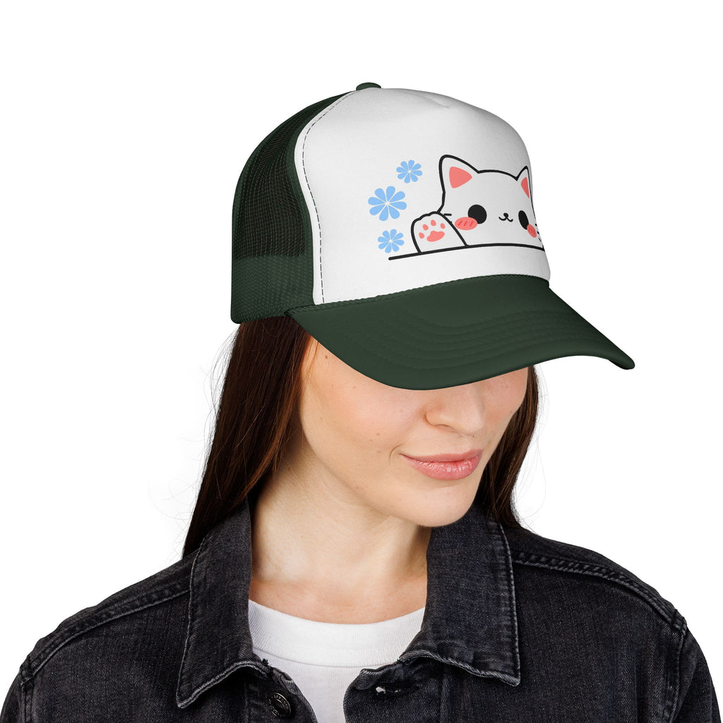 Peeking Cat Trucker Cap – Kawaii Cat Baseball Hat
