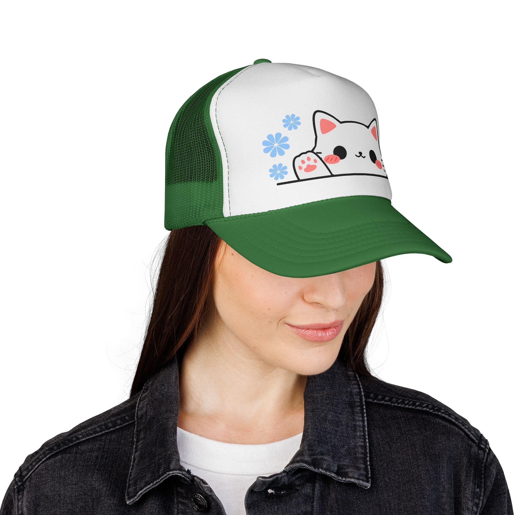 Peeking Cat Trucker Cap – Kawaii Cat Baseball Hat