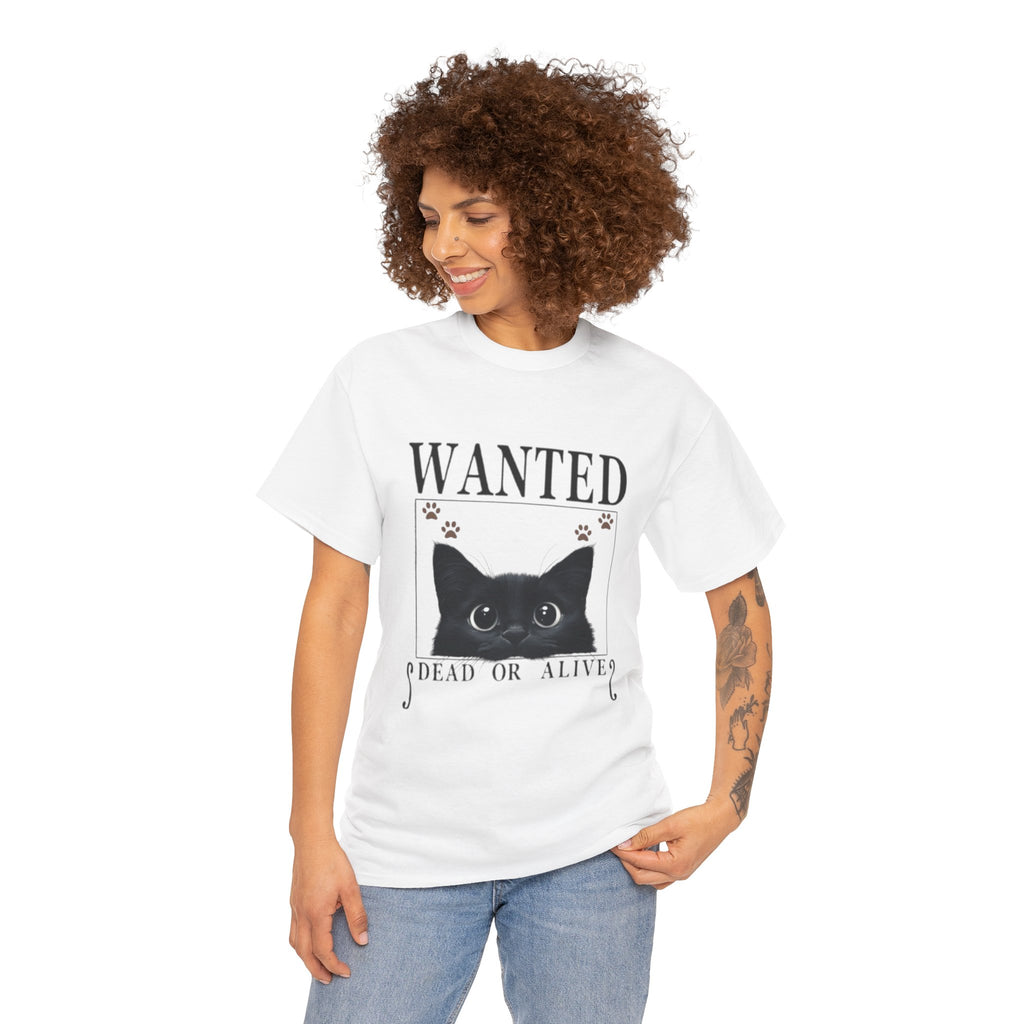 Wanted Cat Graphic Tee – Funny Black Cat T-Shirt
