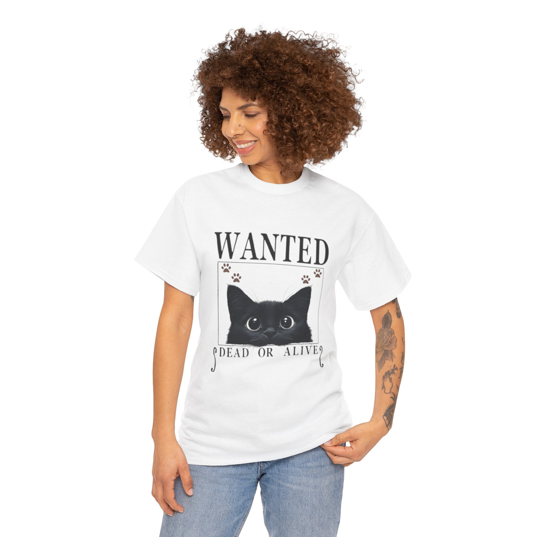 Wanted Cat Graphic Tee – Funny Black Cat T-Shirt