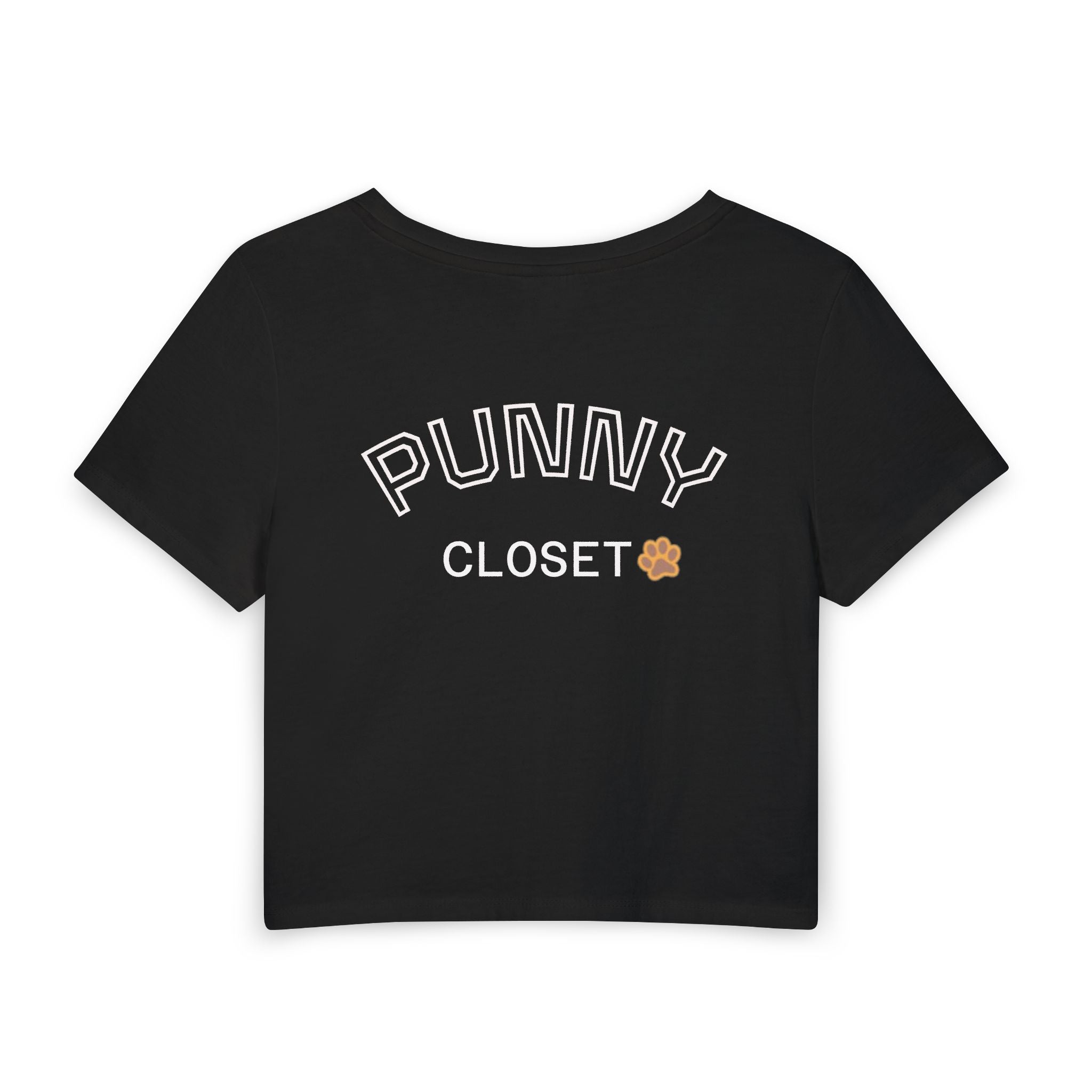 Women's Crop Tee — Cute Gym Cat Weightlifting 'I'm doing this for Fries!' Graphic