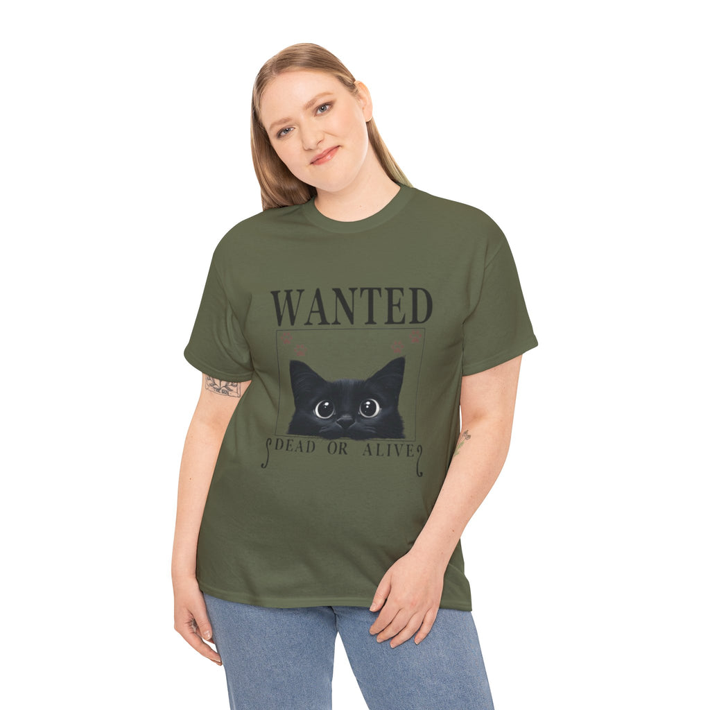 Wanted Cat Graphic Tee – Funny Black Cat T-Shirt