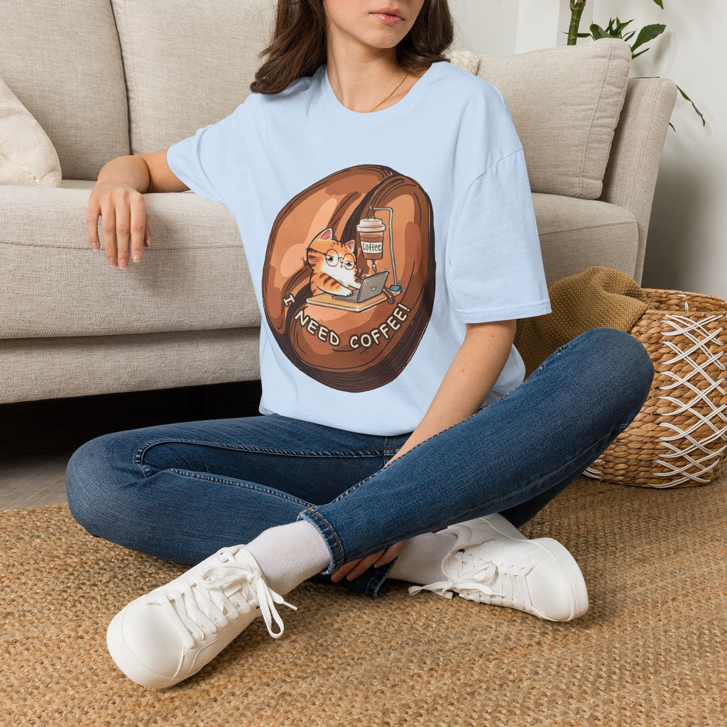 I Need Coffee Cat T-Shirt – Funny Cat Graphic Tee