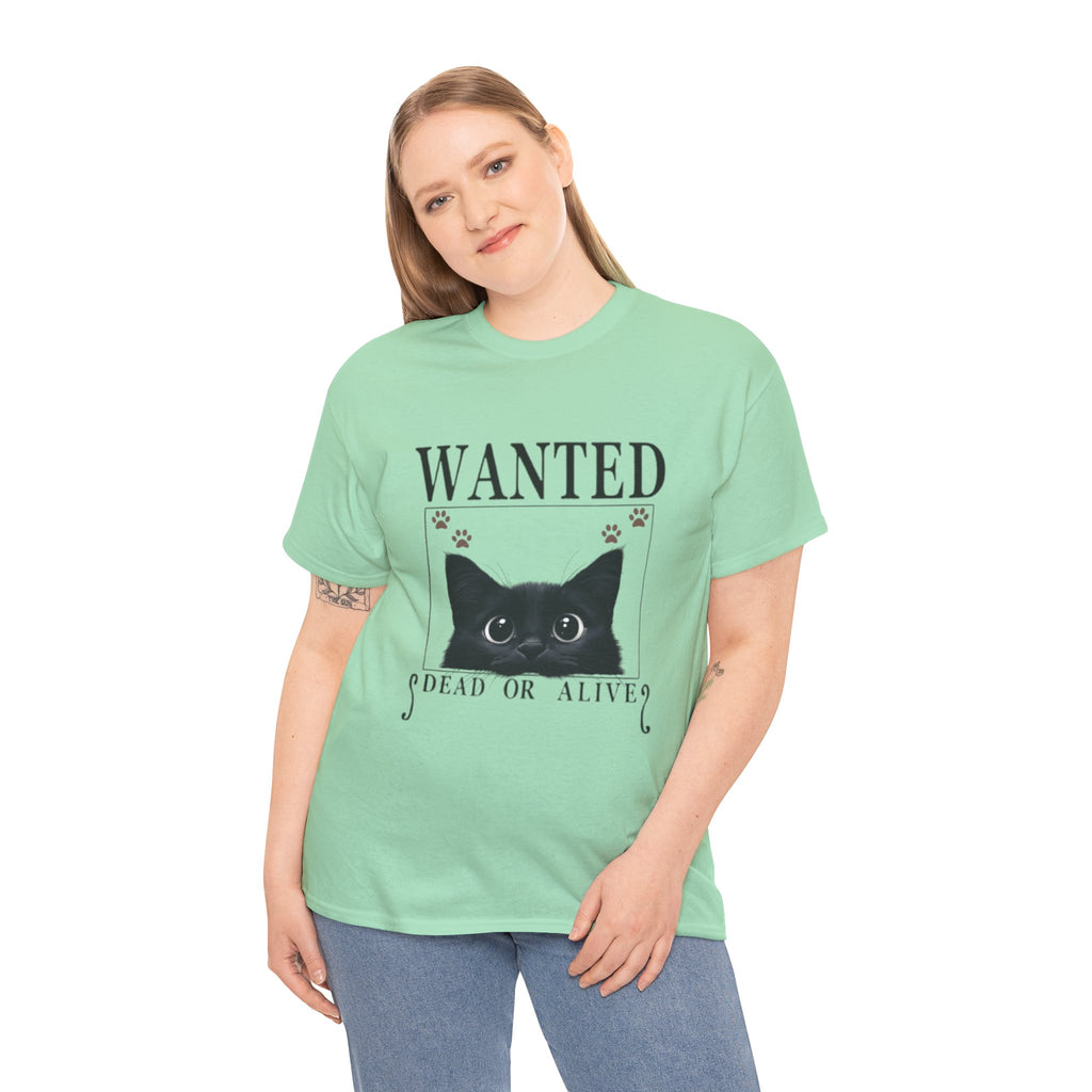 Wanted Cat Graphic Tee – Funny Black Cat T-Shirt