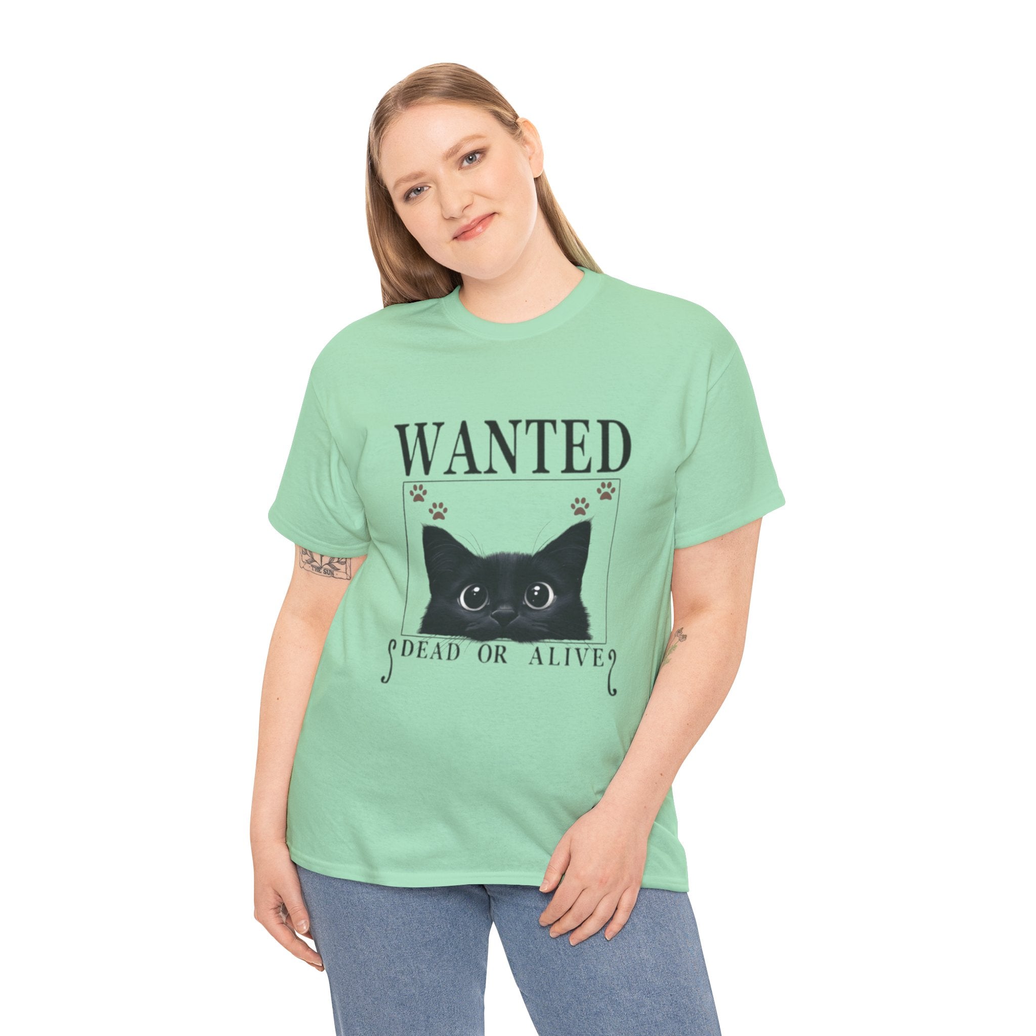 Wanted Cat Graphic Tee – Funny Black Cat T-Shirt