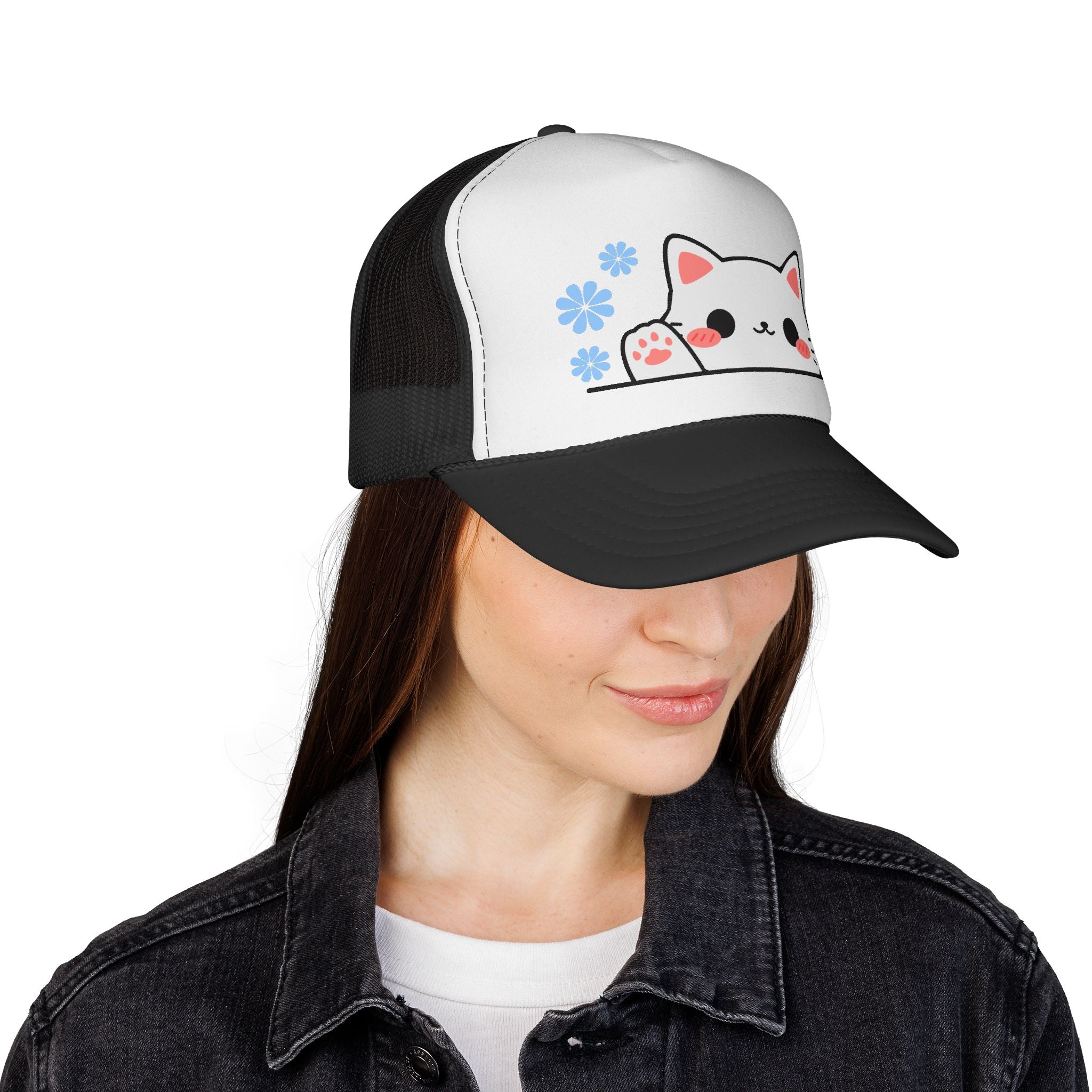Peeking Cat Trucker Cap – Kawaii Cat Baseball Hat